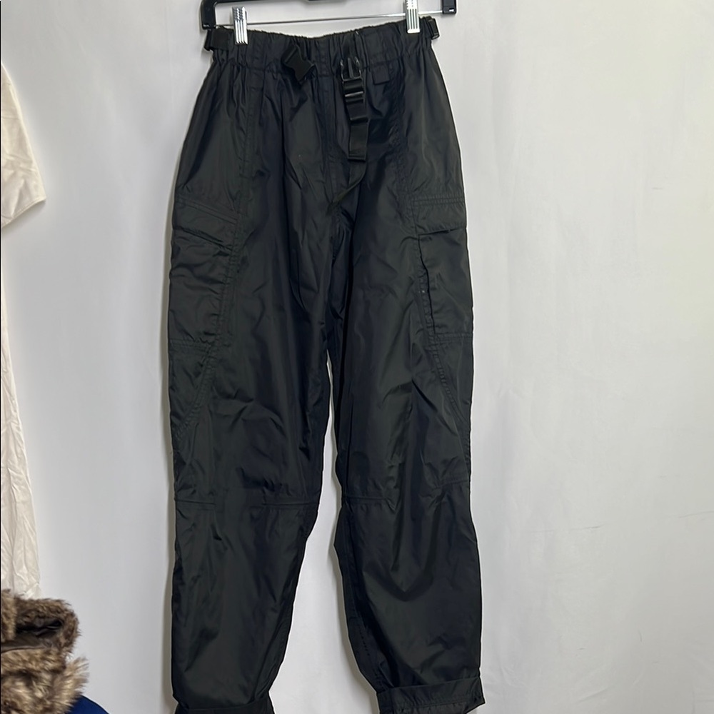 Men's Black Cargo Pants wetskin size small rain pants 100 % nylon